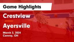 Crestview  vs Ayersville  Game Highlights - March 2, 2024