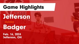 Jefferson  vs Badger Game Highlights - Feb. 16, 2024