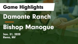 Damonte Ranch  vs Bishop Manogue  Game Highlights - Jan. 31, 2020