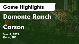 Damonte Ranch  vs Carson Game Highlights - Jan. 4, 2022