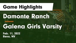 Damonte Ranch  vs Galena Girls Varsity Game Highlights - Feb. 11, 2022