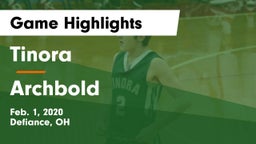 Tinora  vs Archbold  Game Highlights - Feb. 1, 2020