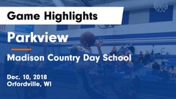 Parkview  vs Madison Country Day School Game Highlights - Dec. 10, 2018