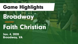 Broadway  vs Faith Christian Game Highlights - Jan. 4, 2020
