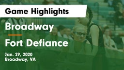 Broadway  vs Fort Defiance  Game Highlights - Jan. 29, 2020