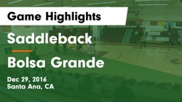 Saddleback  vs Bolsa Grande  Game Highlights - Dec 29, 2016