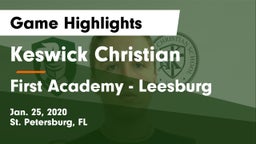 Keswick Christian  vs First Academy - Leesburg Game Highlights - Jan. 25, 2020