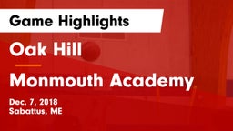 Oak Hill  vs Monmouth Academy Game Highlights - Dec. 7, 2018