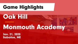 Oak Hill  vs Monmouth Academy Game Highlights - Jan. 21, 2020