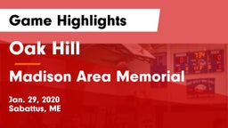 Oak Hill  vs Madison Area Memorial  Game Highlights - Jan. 29, 2020