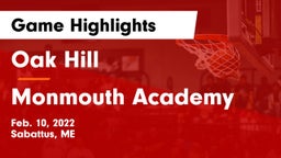 Oak Hill  vs Monmouth Academy Game Highlights - Feb. 10, 2022