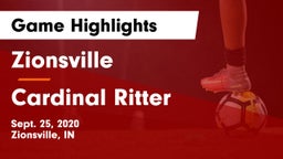 Zionsville  vs Cardinal Ritter  Game Highlights - Sept. 25, 2020