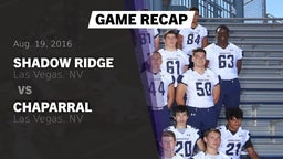 Recap: Shadow Ridge  vs. Chaparral  2016