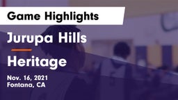 Jurupa Hills  vs Heritage  Game Highlights - Nov. 16, 2021