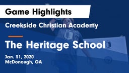 Creekside Christian Academy vs The Heritage School Game Highlights - Jan. 31, 2020