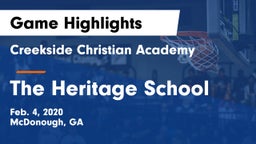 Creekside Christian Academy vs The Heritage School Game Highlights - Feb. 4, 2020