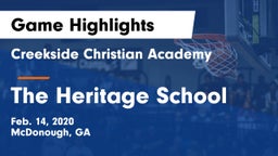 Creekside Christian Academy vs The Heritage School Game Highlights - Feb. 14, 2020