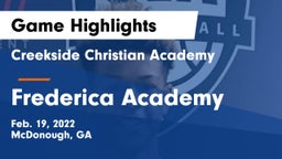 Creekside Christian Academy vs Frederica Academy Game Highlights - Feb. 19, 2022