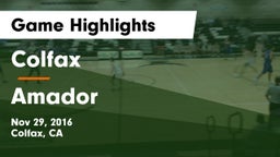 Colfax  vs Amador  Game Highlights - Nov 29, 2016