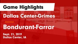 Dallas Center-Grimes  vs Bondurant-Farrar  Game Highlights - Sept. 21, 2019