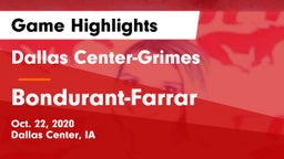 Dallas Center-Grimes  vs Bondurant-Farrar  Game Highlights - Oct. 22, 2020