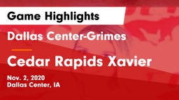 Dallas Center-Grimes  vs Cedar Rapids Xavier Game Highlights - Nov. 2, 2020