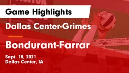 Dallas Center-Grimes  vs Bondurant-Farrar  Game Highlights - Sept. 18, 2021