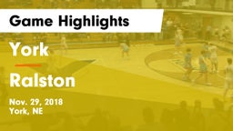 York  vs Ralston  Game Highlights - Nov. 29, 2018