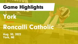 York  vs Roncalli Catholic  Game Highlights - Aug. 30, 2022