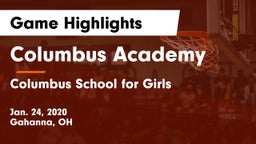 Columbus Academy  vs Columbus School for Girls  Game Highlights - Jan. 24, 2020