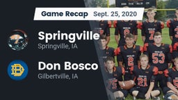 Recap: Springville  vs. Don Bosco  2020