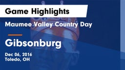 Maumee Valley Country Day  vs Gibsonburg  Game Highlights - Dec 06, 2016