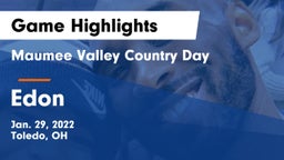 Maumee Valley Country Day  vs Edon  Game Highlights - Jan. 29, 2022