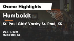 Humboldt  vs St. Paul Girls' Varsity St. Paul, KS Game Highlights - Dec. 1, 2023