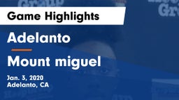 Adelanto  vs Mount miguel Game Highlights - Jan. 3, 2020