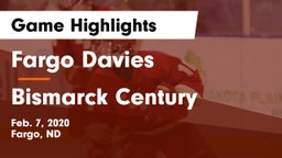 Fargo Davies  vs Bismarck Century  Game Highlights - Feb. 7, 2020