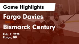 Fargo Davies  vs Bismarck Century  Game Highlights - Feb. 7, 2020