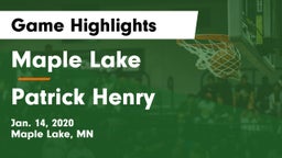 Maple Lake  vs Patrick Henry   Game Highlights - Jan. 14, 2020