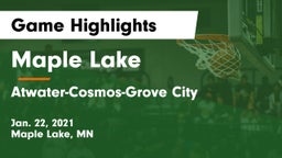 Maple Lake  vs Atwater-Cosmos-Grove City  Game Highlights - Jan. 22, 2021