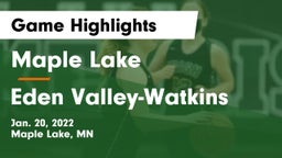 Maple Lake  vs Eden Valley-Watkins  Game Highlights - Jan. 20, 2022