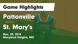 Pattonville  vs St. Mary's  Game Highlights - Nov. 30, 2018