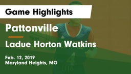 Pattonville  vs Ladue Horton Watkins  Game Highlights - Feb. 12, 2019