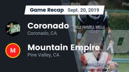 Recap: Coronado  vs. Mountain Empire  2019
