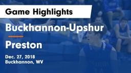 Buckhannon-Upshur  vs Preston  Game Highlights - Dec. 27, 2018