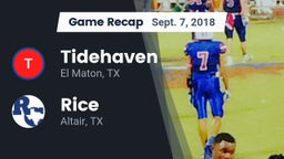 Recap: Tidehaven  vs. Rice  2018