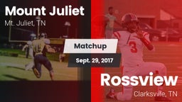 Matchup: Mt. Juliet vs. Rossview  2017