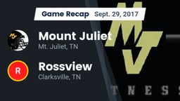 Recap: Mount Juliet  vs. Rossview  2017