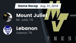 Recap: Mount Juliet  vs. Lebanon  2018