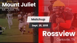 Matchup: Mt. Juliet vs. Rossview  2018