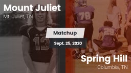 Matchup: Mt. Juliet vs. Spring Hill  2020